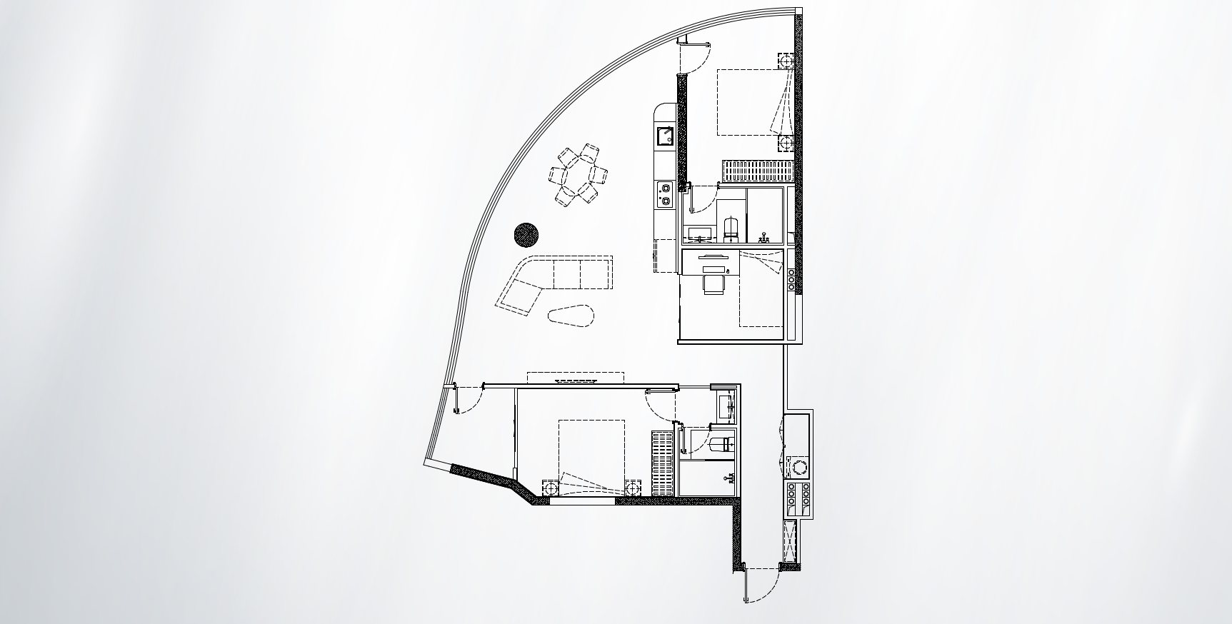Platinum 2 Bedroom plus Study Room architectural floorplan at Cheval Riverside