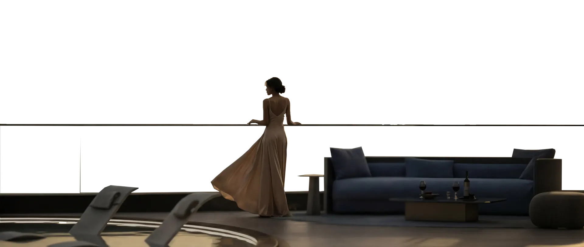 Resident enjoying a Cheval Riverside balcony
