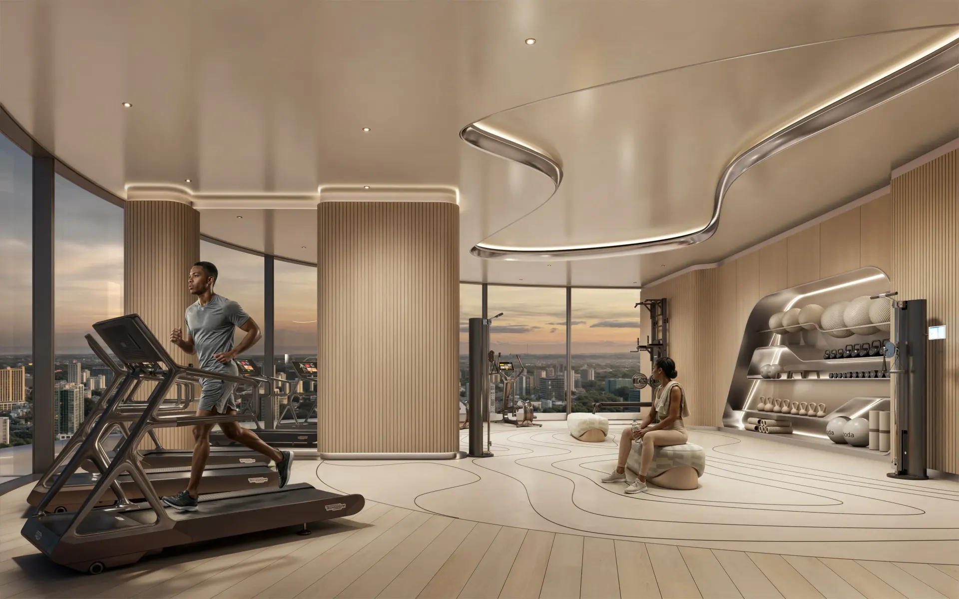 Rooftop gym at Cheval Riverside