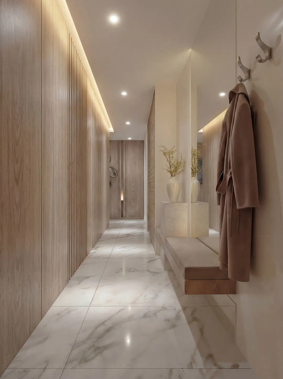 Two-bedroom residence hallway